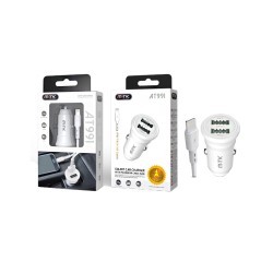 MTK CAR CHARGER ADAPTOR AT991 BL WITH CABLE 2 USB PORTS 2.4A WHITE MTK CAR CHARGER ADAPTOR AT991 BL WITH CABLE 2 USB PORTS 2.4A WHITE